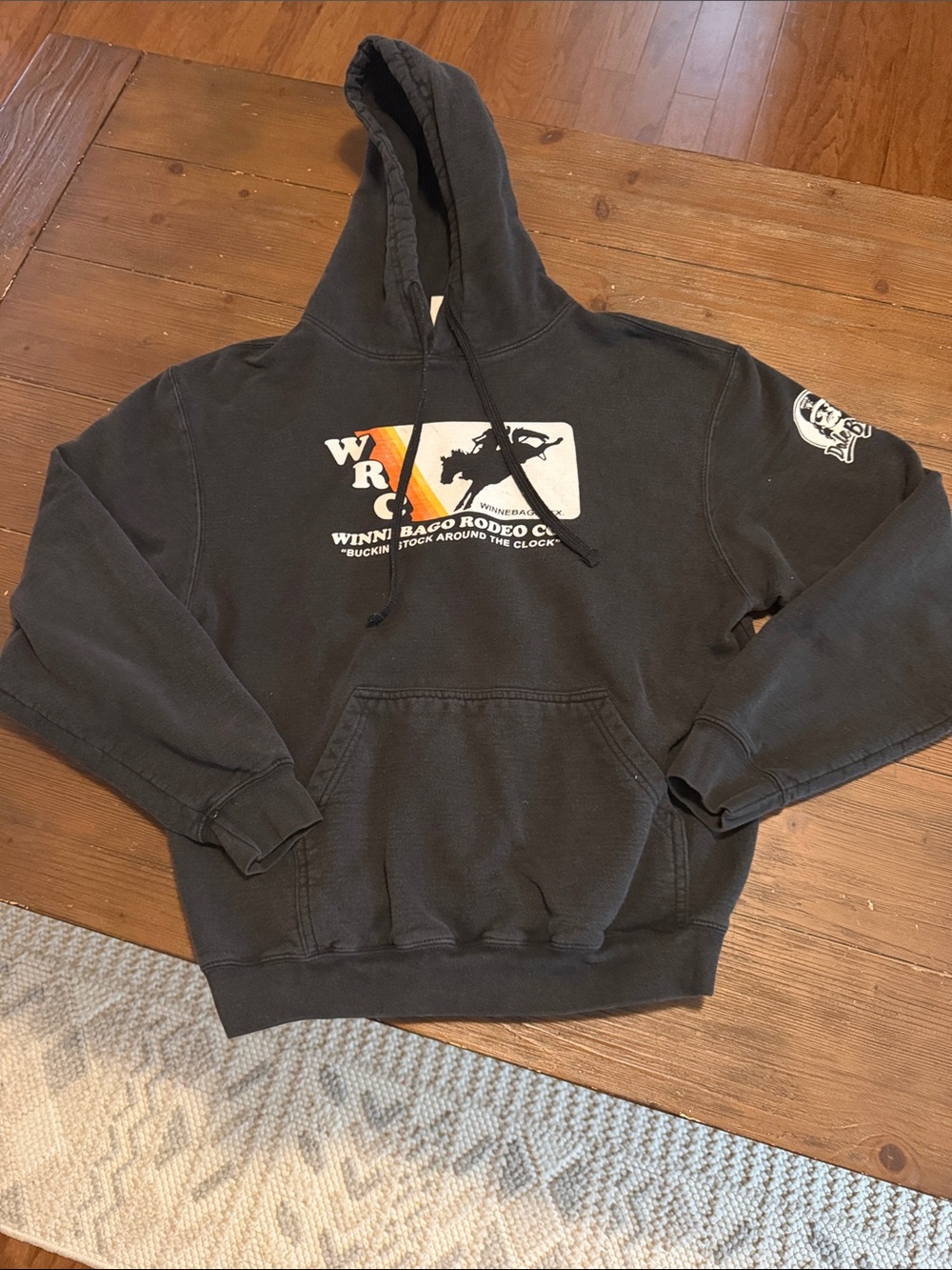 Vintage Rodeo Graphic Hooded Sweatshirt in Black